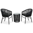 Vidaxl 3-delige bistroset met kussens pe-rattan zwart