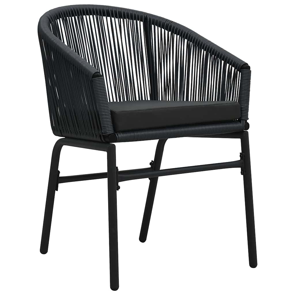 Vidaxl 3-delige bistroset met kussens pe-rattan zwart