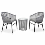 Vidaxl 3-delige bistroset met kussens pe-rattan grijs