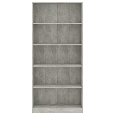 Vidaxl boekenkast met 5 schappen 80x24x175 cm bewerkt hout betongrijs