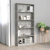 Vidaxl boekenkast met 5 schappen 80x24x175 cm bewerkt hout betongrijs