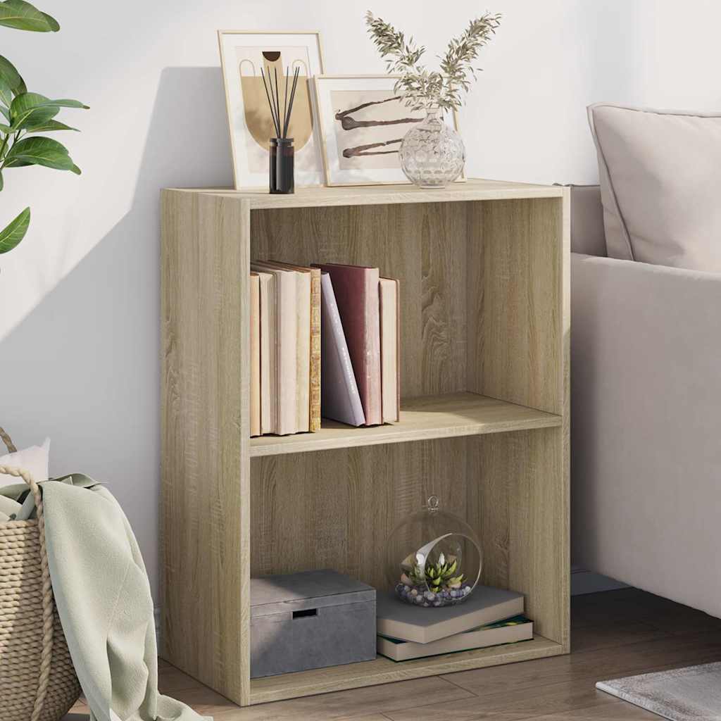 Vidaxl boekenkast 2 schappen 60x30x76,5 cm bewerkt hout sonoma eiken