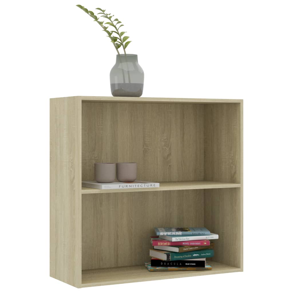 Vidaxl boekenkast 80x30x76,5 cm bewerkt hout sonoma eikenkleurig
