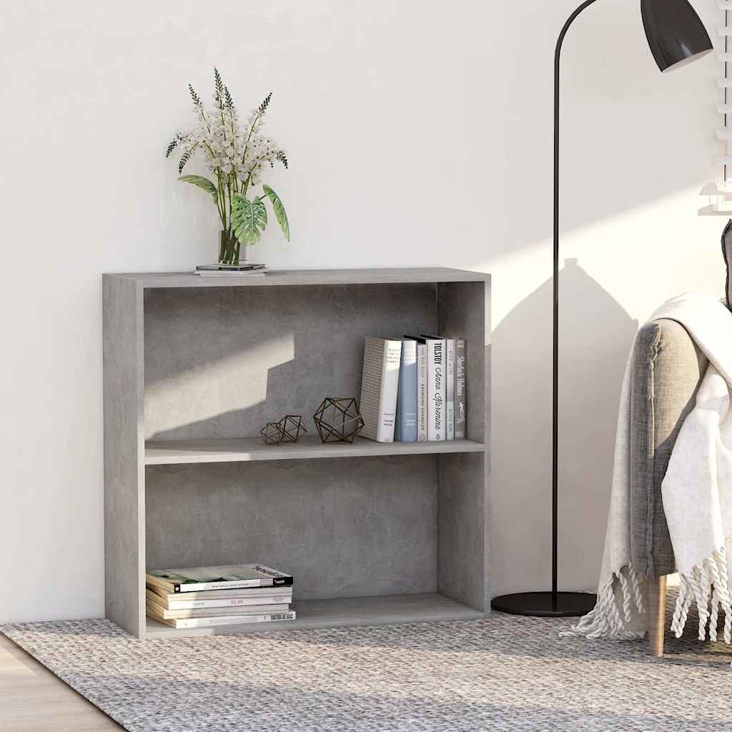 Vidaxl boekenkast met 2 schappen 80x30x76,5 cm bewerkt hout betongrijs