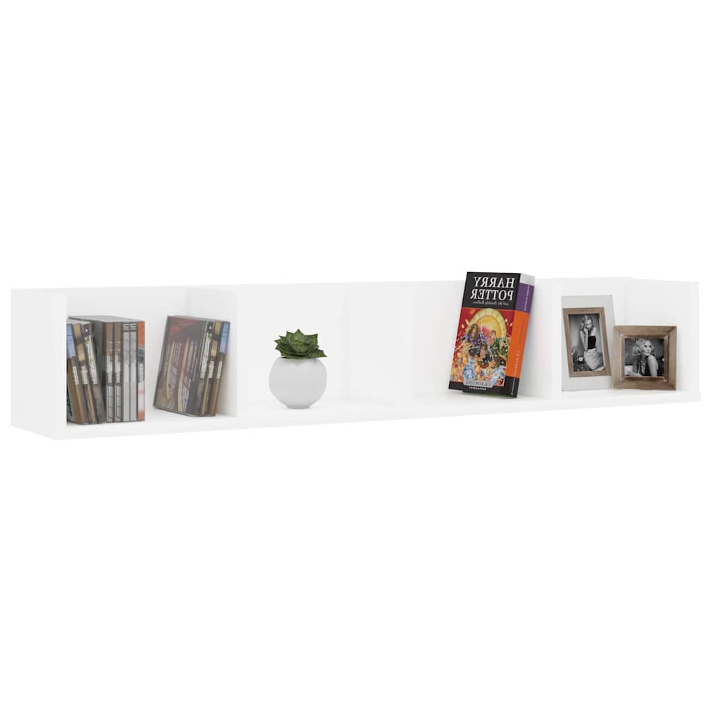 Vidaxl cd-wandschap 100x18x18 cm bewerkt hout wit