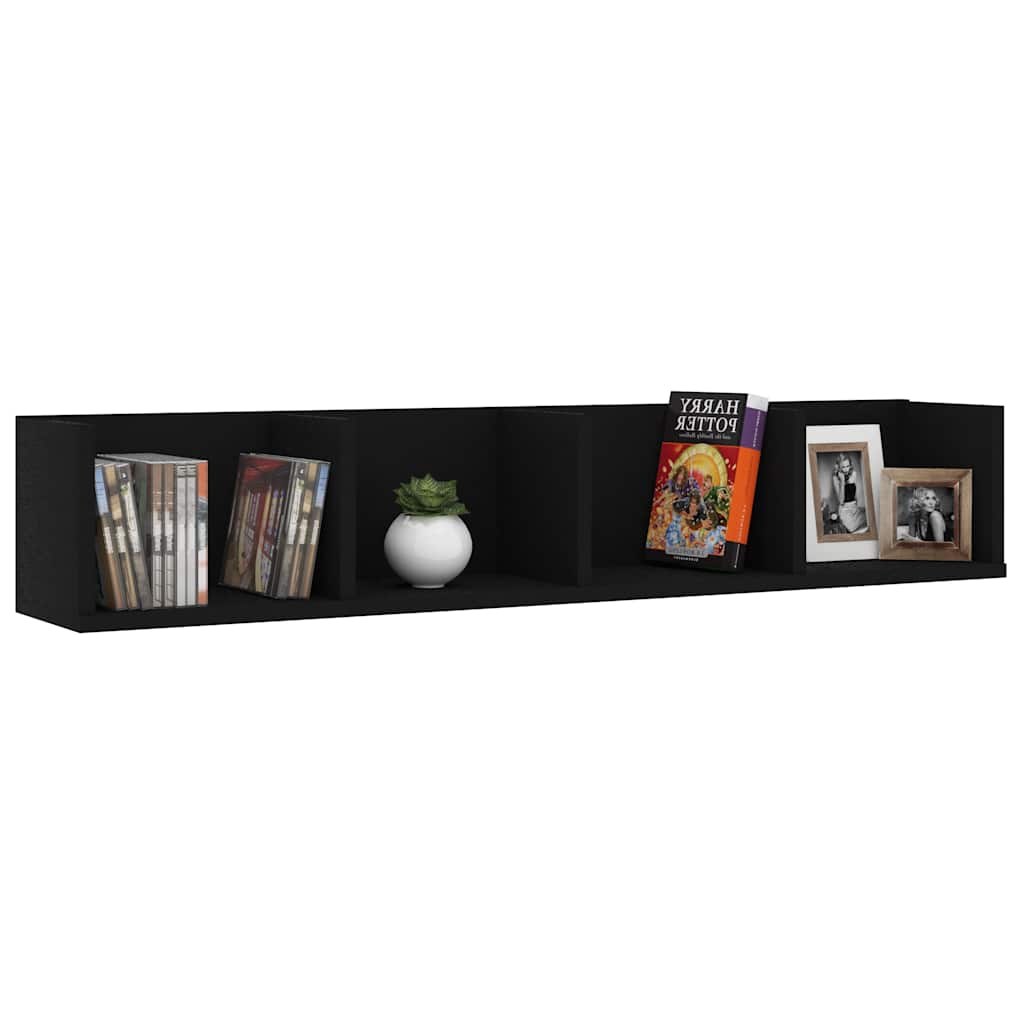 Vidaxl cd-wandschap 100x18x18 cm bewerkt hout zwart