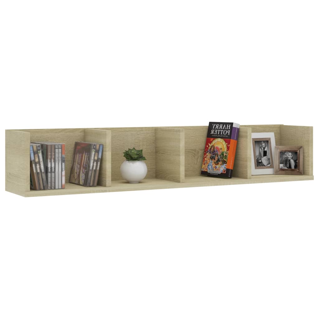 Vidaxl cd-wandschap 100x18x18 cm bewerkt hout sonoma eikenkleurig
