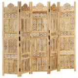 Vidaxl kamerscherm 5 panelen handgesneden 200x165 cm massief mangohout
