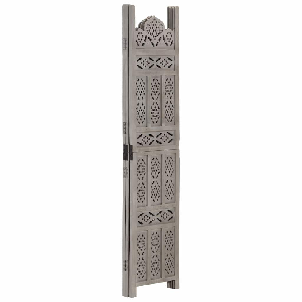 Vidaxl kamerscherm 3 panelen handgesneden 120x165 cm mangohout grijs
