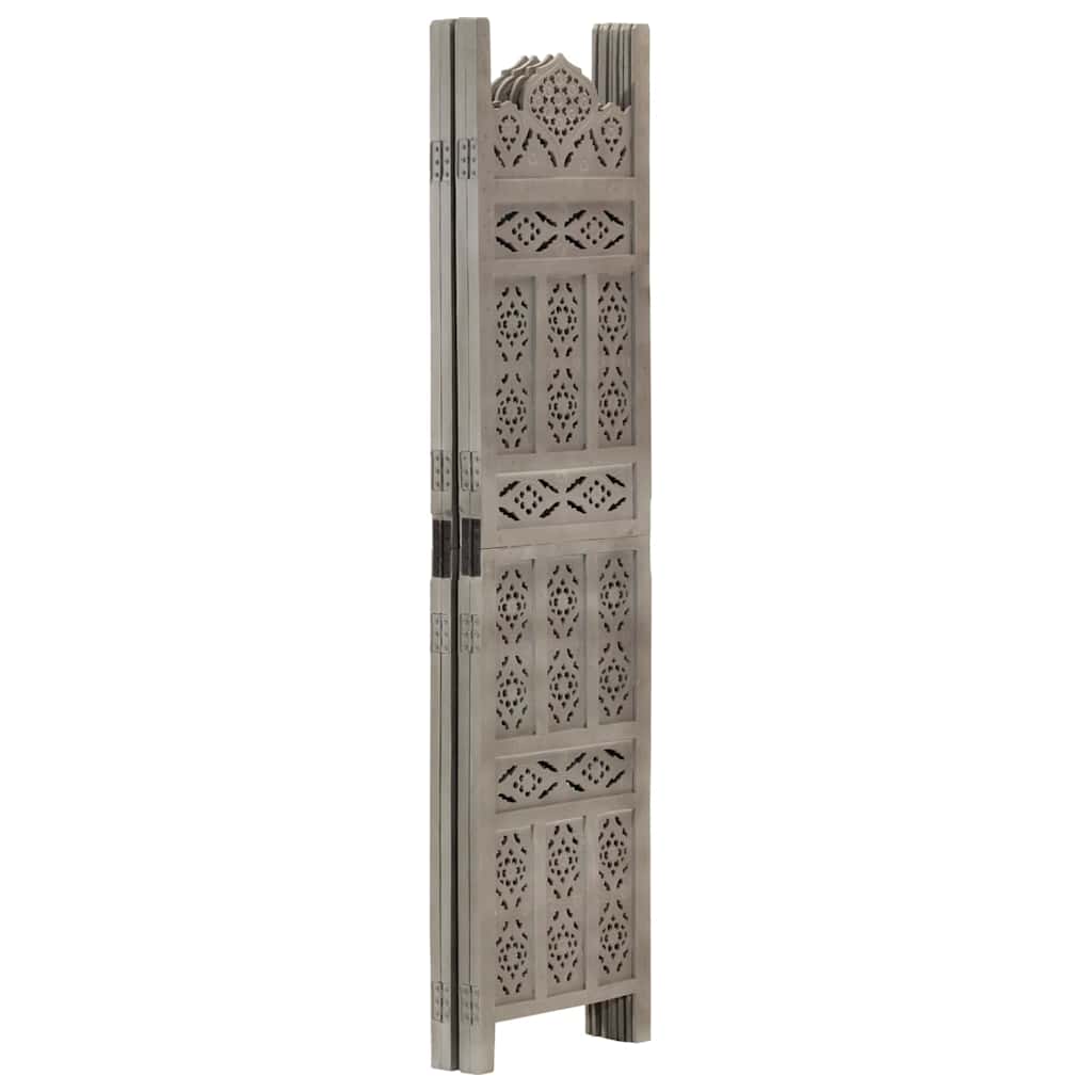 Vidaxl kamerscherm 4 panelen handgesneden 160x165 cm mangohout grijs