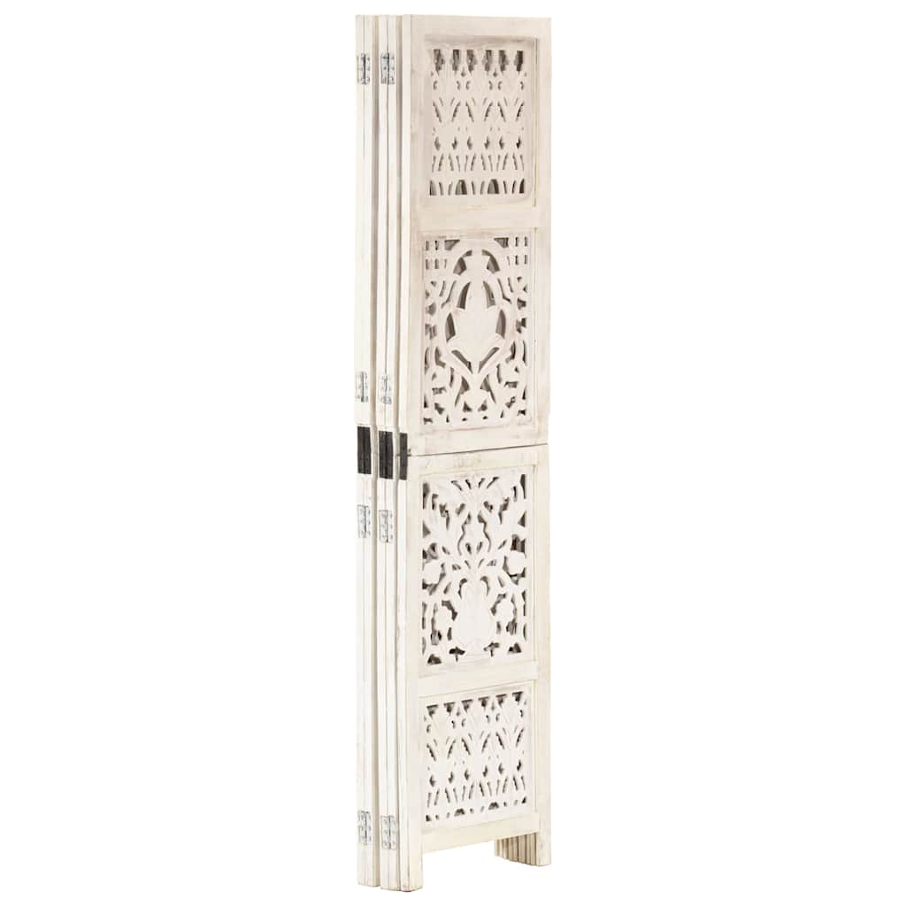 Vidaxl kamerscherm met 5 panelen handgesneden 200x165 cm mangohout wit