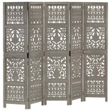 Vidaxl kamerscherm 5 panelen handgesneden 200x165 cm mangohout grijs