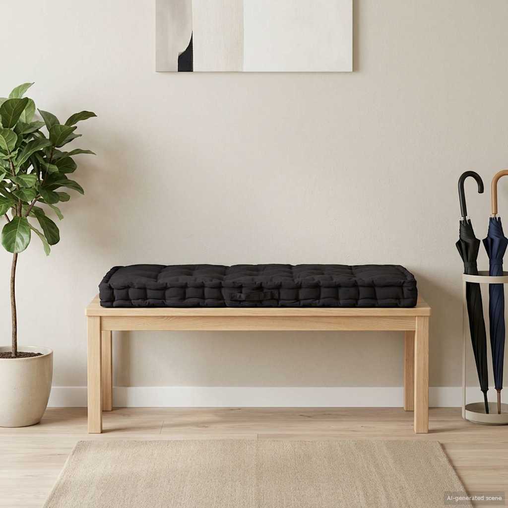 Vidaxl Palettenbodenkissen 120 x 80 x 10 cm Baumwollschwarz
