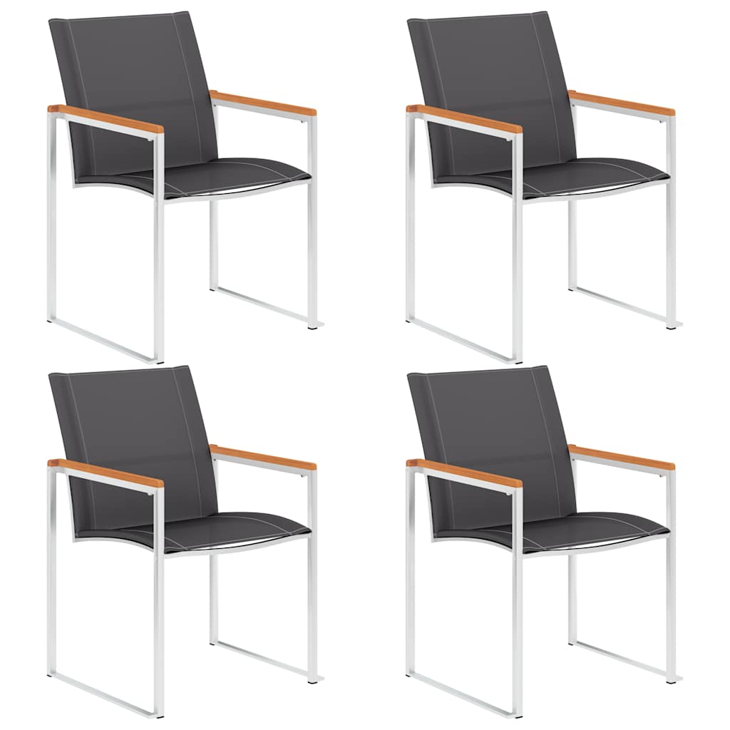 Vidaxl tuinstoelen 4 st textileen en roestvrij staal grijs