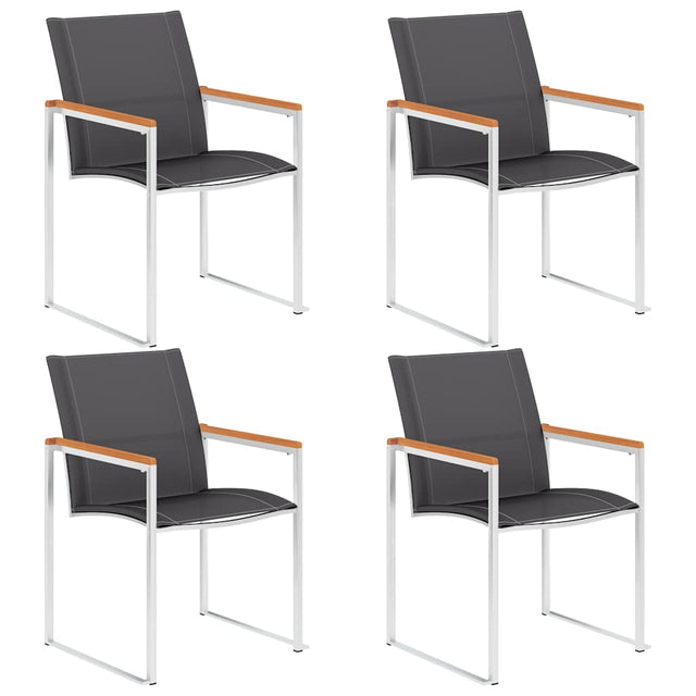 Vidaxl tuinstoelen 4 st textileen en roestvrij staal grijs