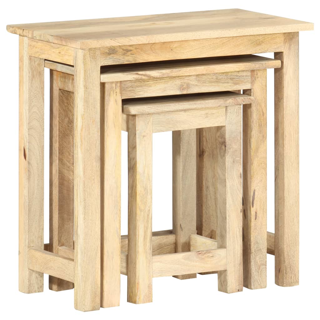 Vidaxl 3-delige tafeltjesset massief mangohout