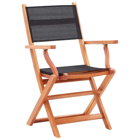 Vidaxl opklapbare stoelen, 4 stuks, zwart, massief eucalyptushout en textilene.