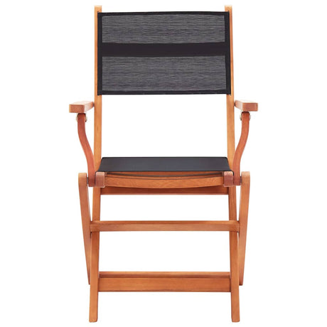 Vidaxl opklapbare stoelen, 4 stuks, zwart, massief eucalyptushout en textilene.