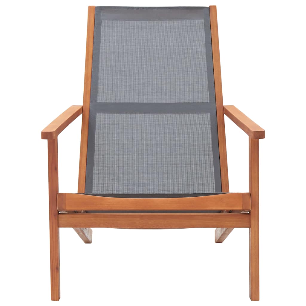 Vidaxl loungestoel massief eucalyptushout en textileen grijs