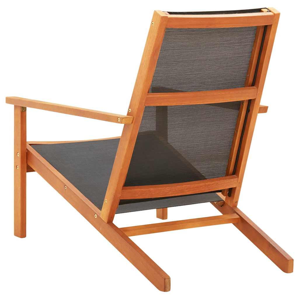 Vidaxl loungestoel massief eucalyptushout en textileen zwart