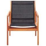 Vidaxl loungestoel massief eucalyptushout en textileen zwart