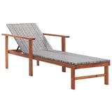 Vidaxl ligbed poly rattan en massief acaciahout grijs