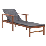 Vidaxl ligbed met kussen poly rattan en massief acaciahout zwart