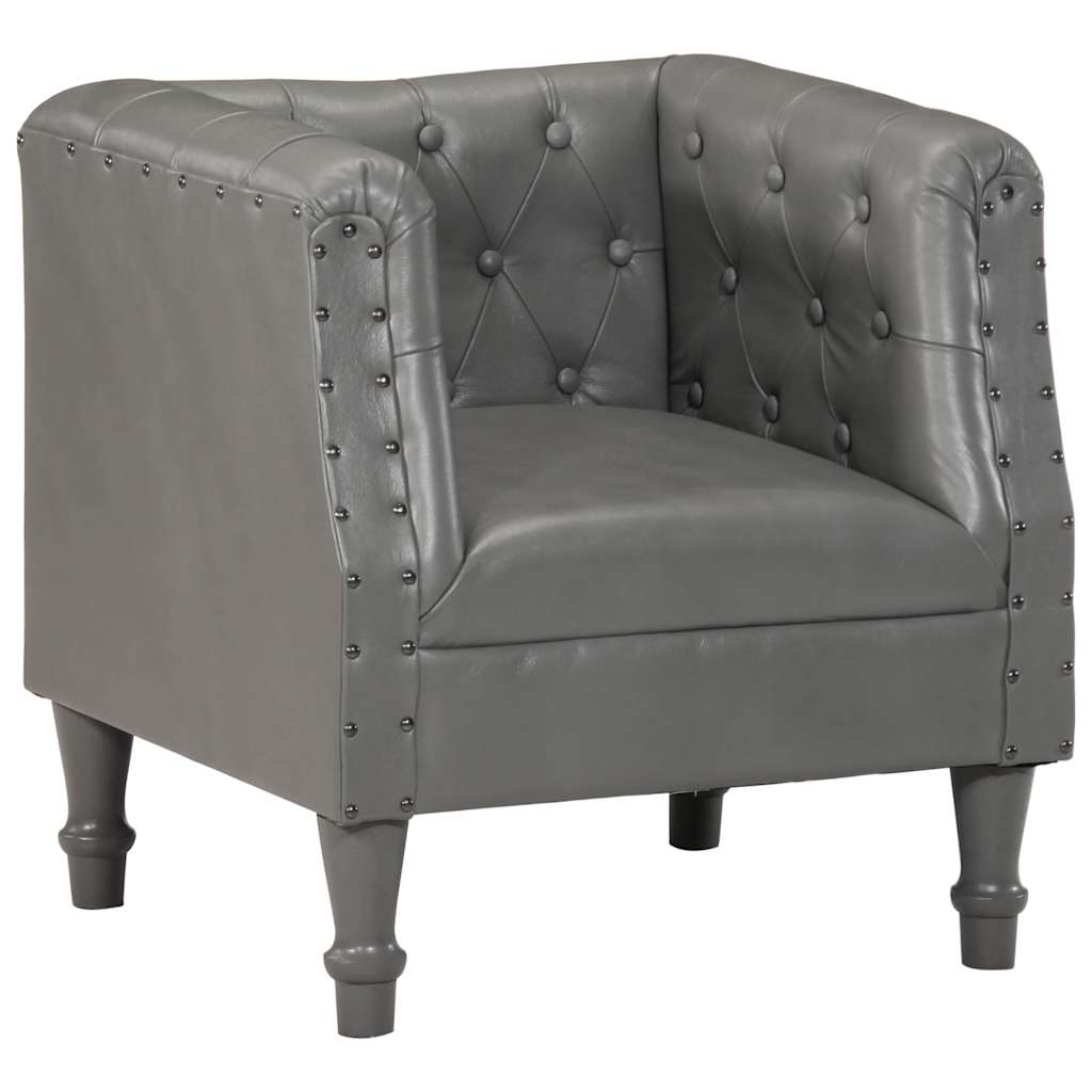 Vidaxl fauteuil echt leer grijs