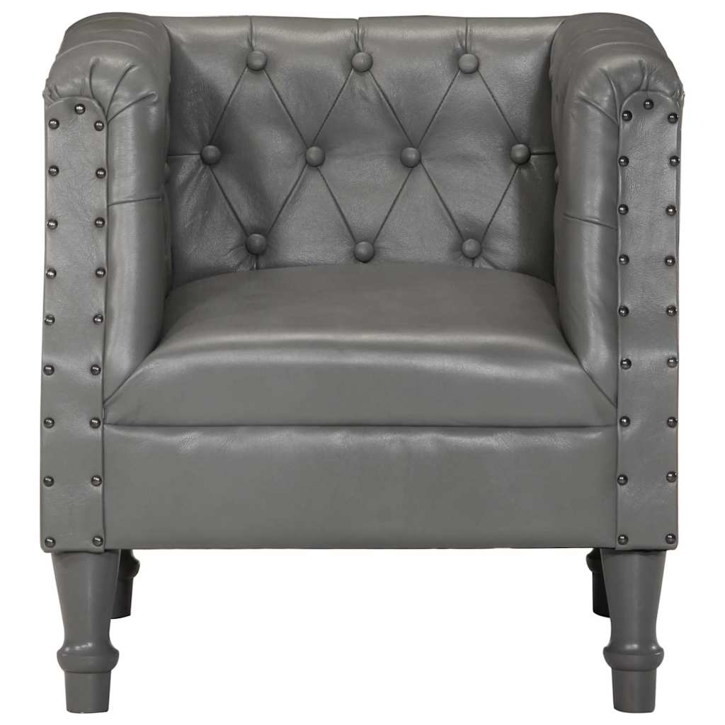 Vidaxl fauteuil echt leer grijs