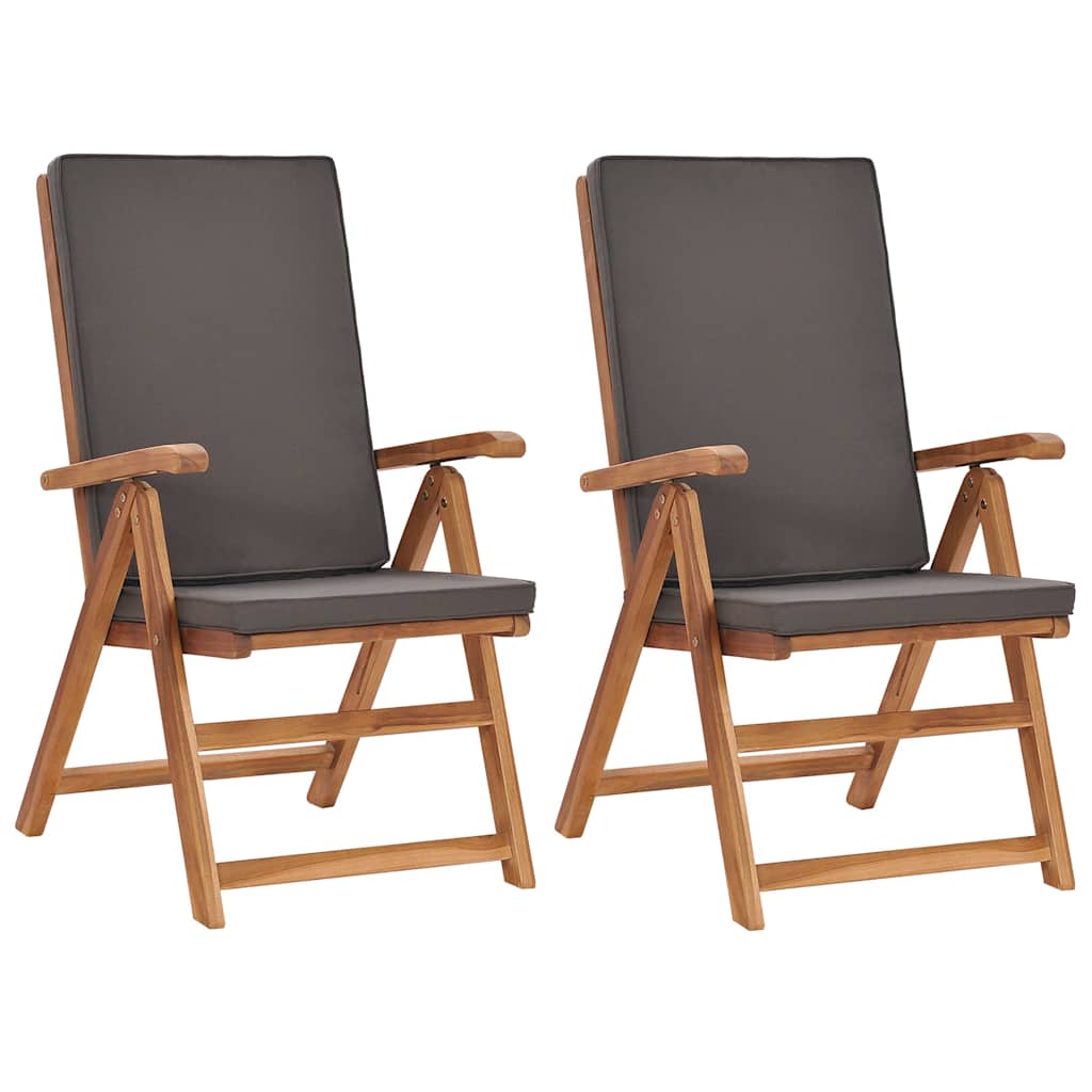 Vidaxl tuinstoelen 2 st verstelbaar kussens verstelbaar teakhout grijs
