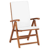 Vidaxl tuinstoelen 2 st verstelbaar met kussens massief teakhout crème