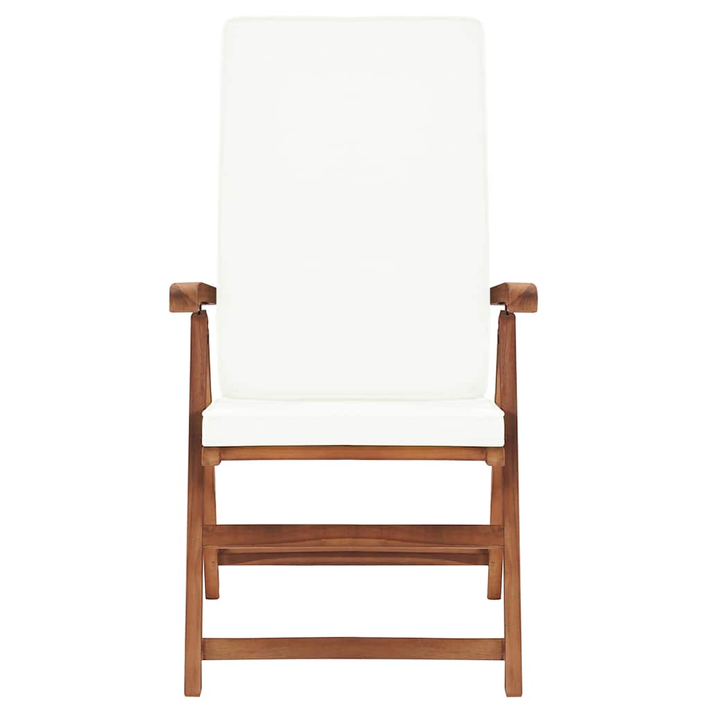 Vidaxl tuinstoelen 2 st verstelbaar met kussens massief teakhout crème