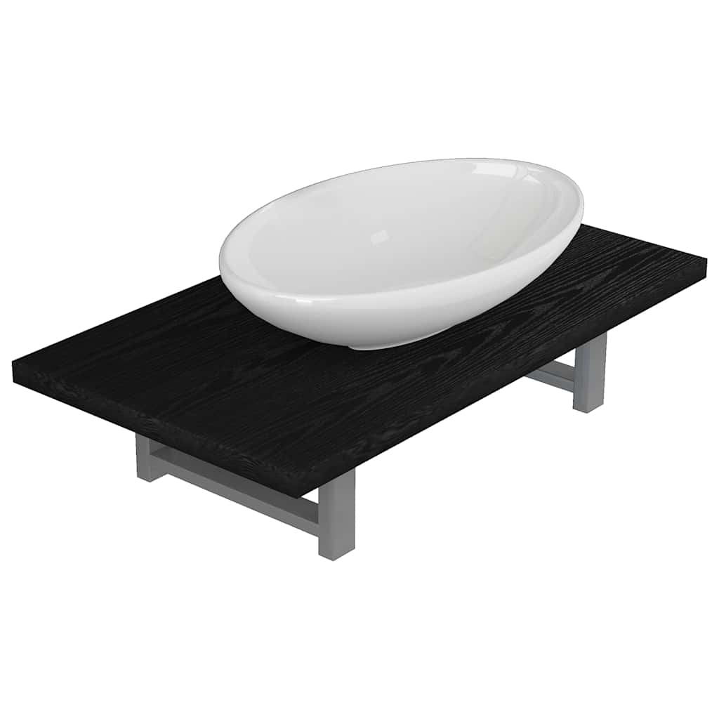 Vidaxl 2-delige badkamermeubelset keramiek zwart