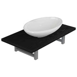 Vidaxl 2-delige badkamermeubelset keramiek zwart