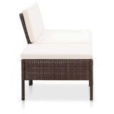 Vidaxl 3-delige loungeset met kussens poly rattan bruin
