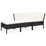 Vidaxl 3-delige loungeset met kussens poly rattan zwart