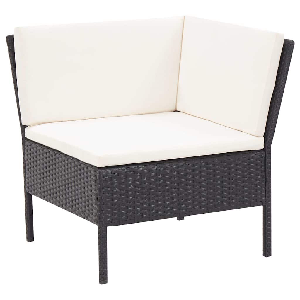 Vidaxl 3-delige loungeset met kussens poly rattan zwart