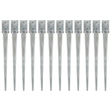 Vidaxl gemahlene Stifte 12 PCs 9x9x90 cm verzinkter Stahl Silber gefärbt