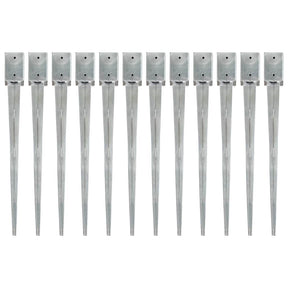 Vidaxl gemahlene Stifte 12 PCs 9x9x90 cm verzinkter Stahl Silber gefärbt