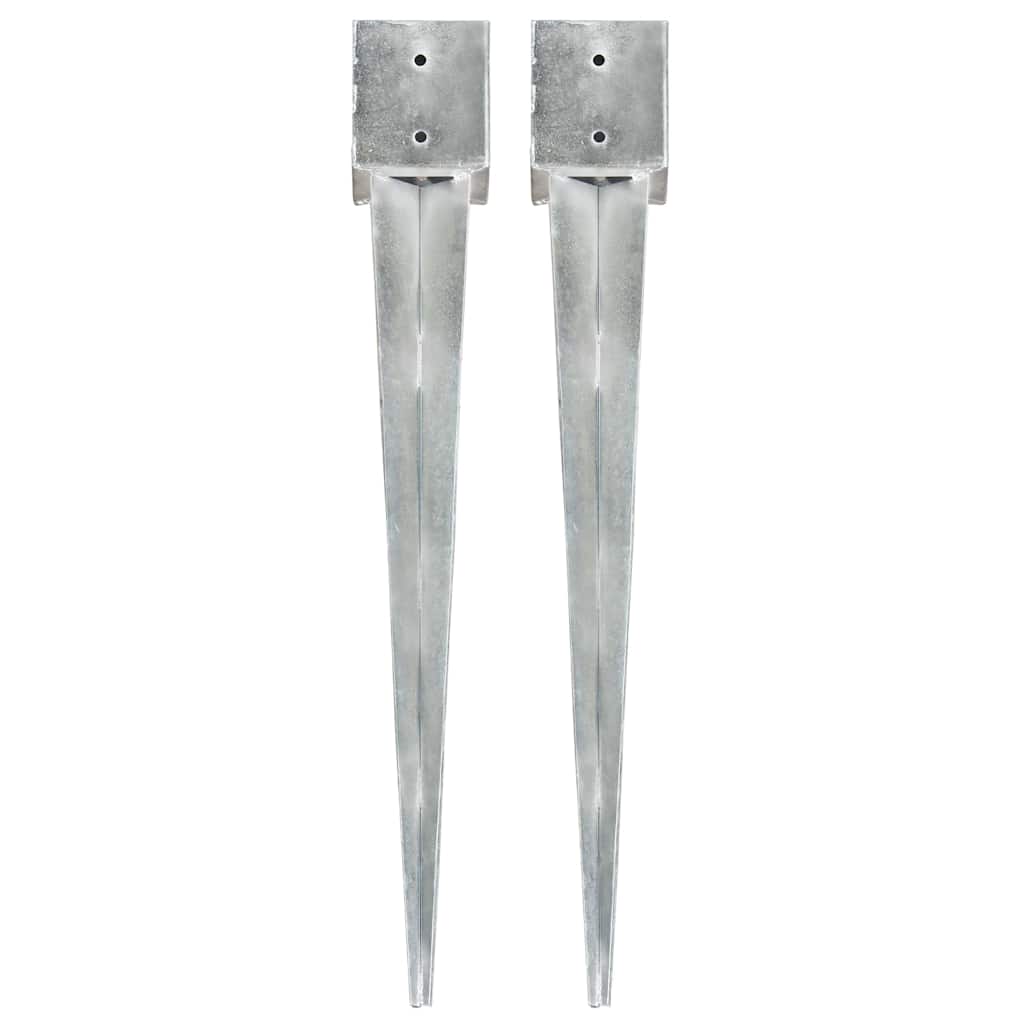 Vidaxl gemahlene Stifte 2 PCs 12x12x89 cm verzinkter Stahl Silber gefärbt