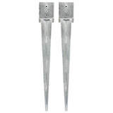 Vidaxl gemahlene Stifte 2 PCs 12x12x89 cm verzinkter Stahl Silber gefärbt