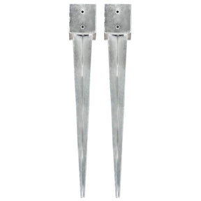Vidaxl gemahlene Stifte 2 PCs 12x12x89 cm verzinkter Stahl Silber gefärbt