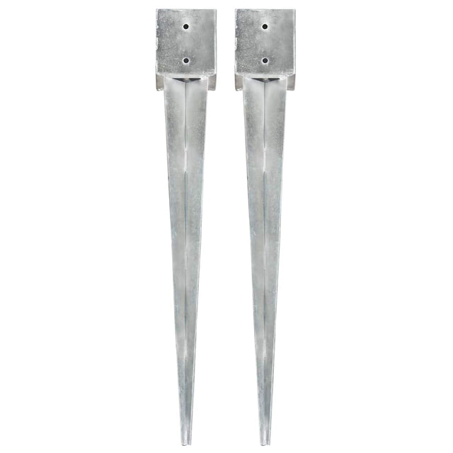 Vidaxl gemahlene Stifte 2 PCs 12x12x89 cm verzinkter Stahl Silber gefärbt