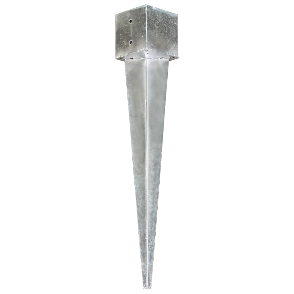 Vidaxl grondpinnen 2 st 14x14x91 cm gegalvaniseerd staal zilverkleurig