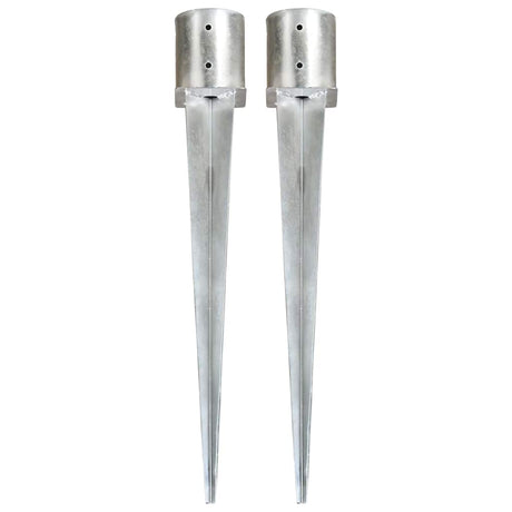 Vidaxl gemahlene Stifte 2 PCs 12x91 cm verzinkter Stahl Silberfarben
