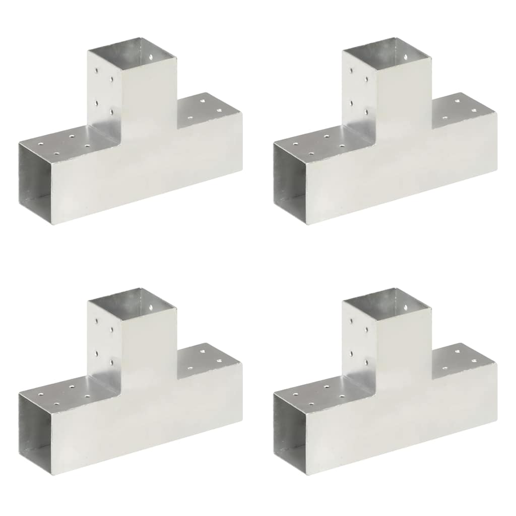 Vidaxl Pfostenverbindungen 4 Stück T-Form 81x81 mm verzinktes Metall