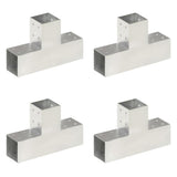 Vidaxl Pfostenverbindungen 4 Stück T-Form 81x81 mm verzinktes Metall