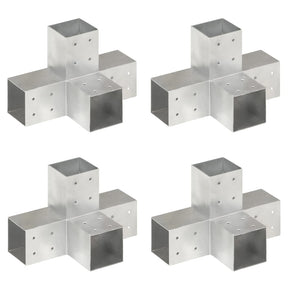 Vidaxl-Pfahlverbindungen 4 PC-Form 81 x 81 mm verzinktes Metall