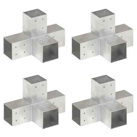 Vidaxl-Pfahlverbindungen 4 PC-Form 81 x 81 mm verzinktes Metall