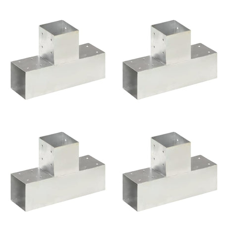 Vidaxl-Pfahlverbindungen 4 ST T-Form 91x91 mm verzinktes Metall